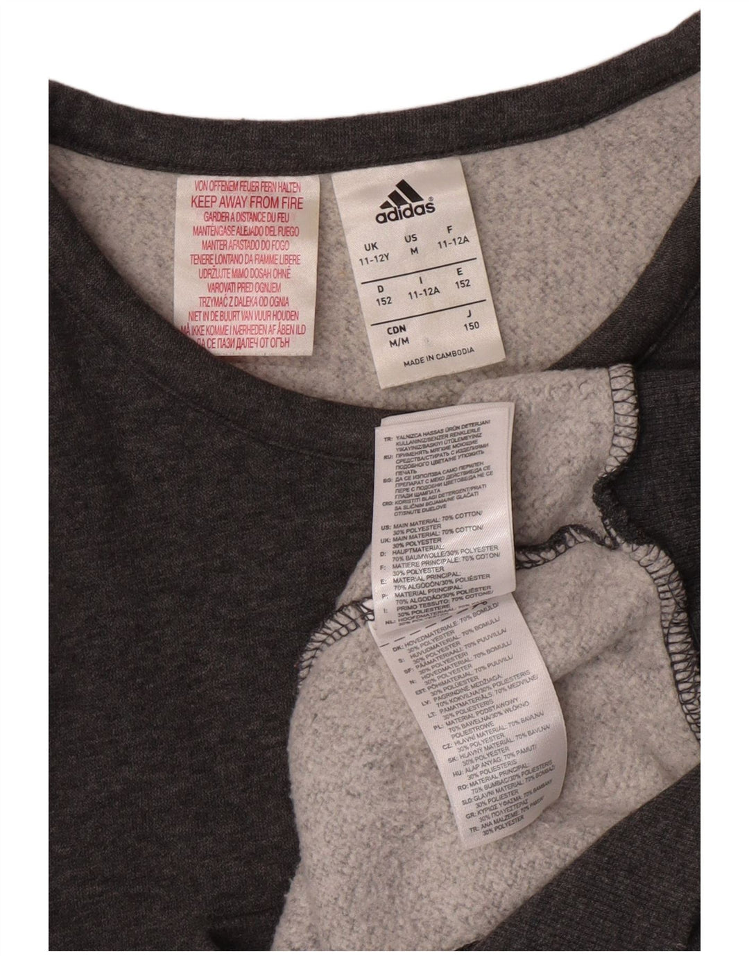 ADIDAS Grafik-Sweatshirt für Mädchen, 11–12 Jahre, graue Baumwolle