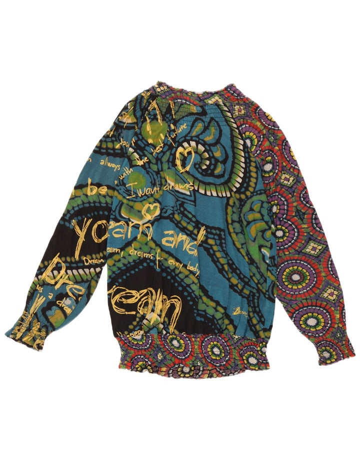 Desigual Womens Abstract Pattern Bluse Top UK 14 Medium Mehrfarbig
