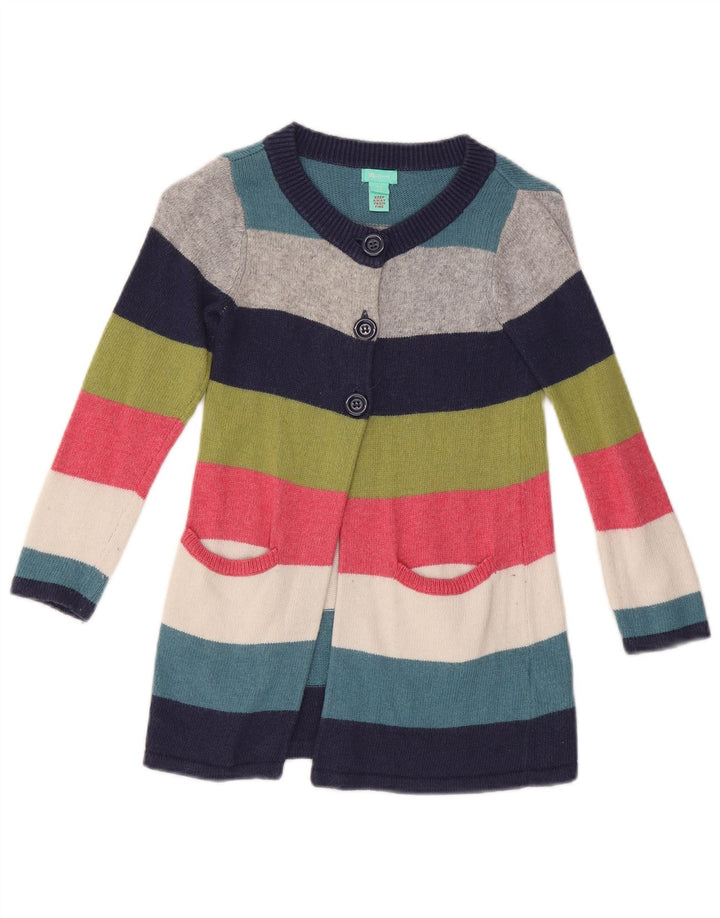 MONSOON Girls Longline Cardigan Sweater 6-7 Years Multicoloured Striped