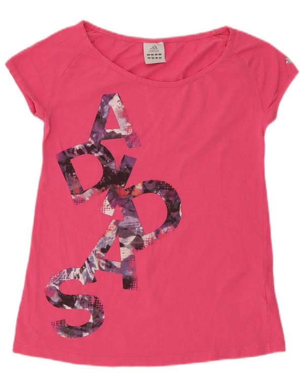 Adidas Damen Grafik T-Shirt Top UK 8 Small Rosa Baumwolle