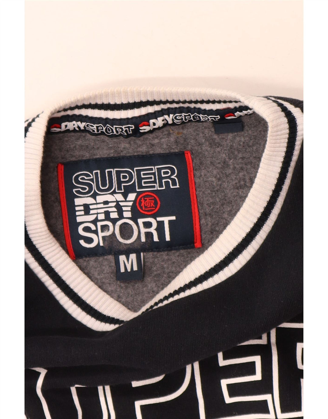 Superdry Herren Grafik-Sweatshirt-Pullover aus mittelschwarzer Colourblock-Baumwolle