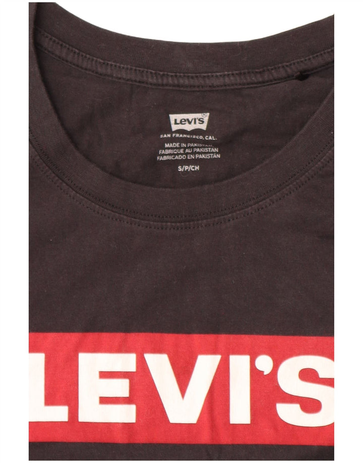 Levi's Damen Crop Oversize Graphic T-Shirt Top UK 10 Small Schwarz