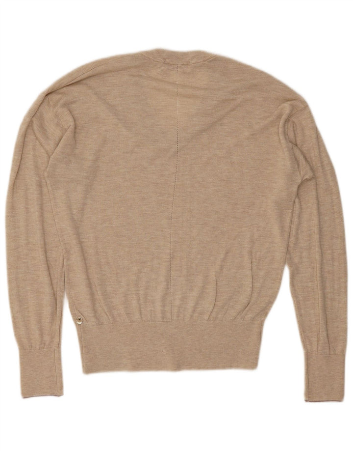 SCOTCH & SODA Damen-Pullover mit V-Ausschnitt, UK 14, mittelbeige Viskose