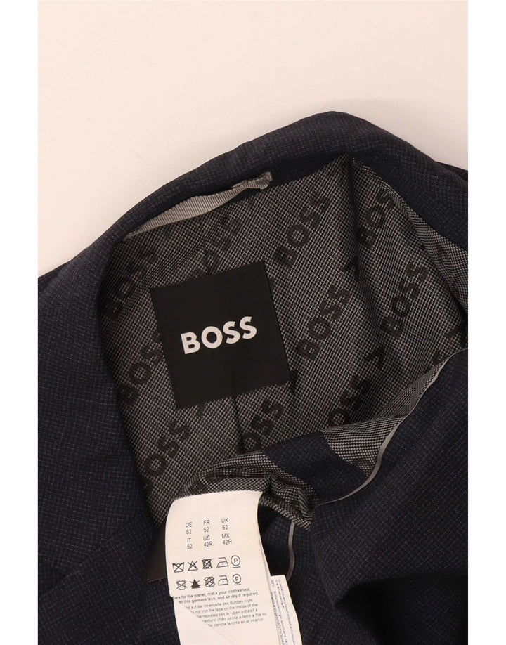 Hugo Boss Herren-Blazer mit 2 Knöpfen, UK 52, XL, marineblaue Wolle