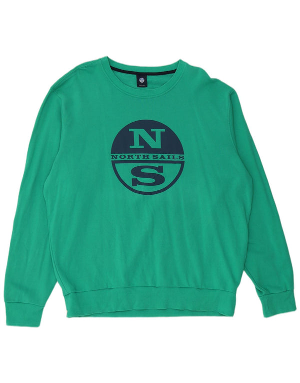 North Sails Herren-Sweatshirt mit Grafik, 3XL, grüne Baumwolle
