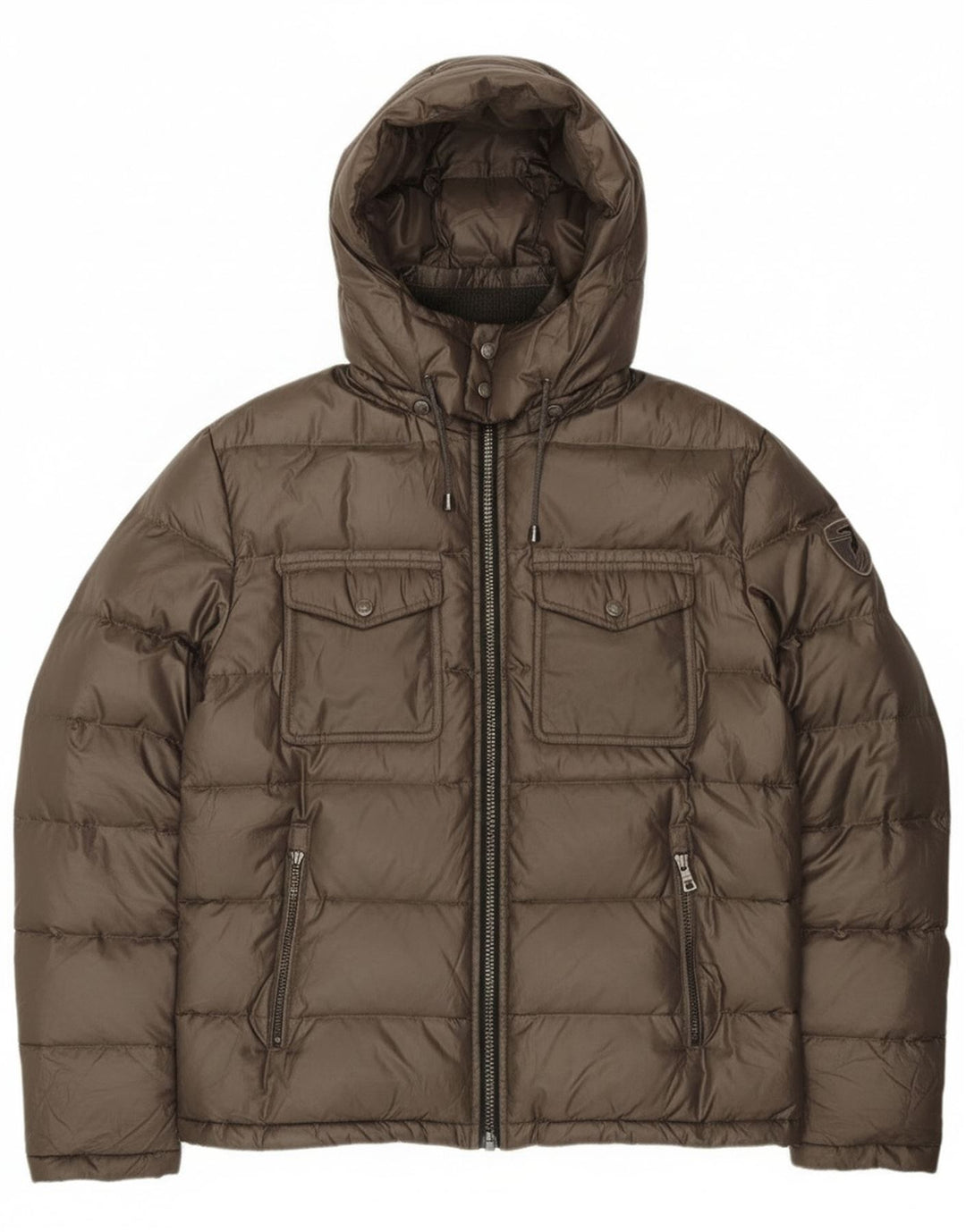 Trussardi Jeans Herren-Jacke mit Kapuze, gepolstert, Größe 54, 2XL, Khaki, Polyester