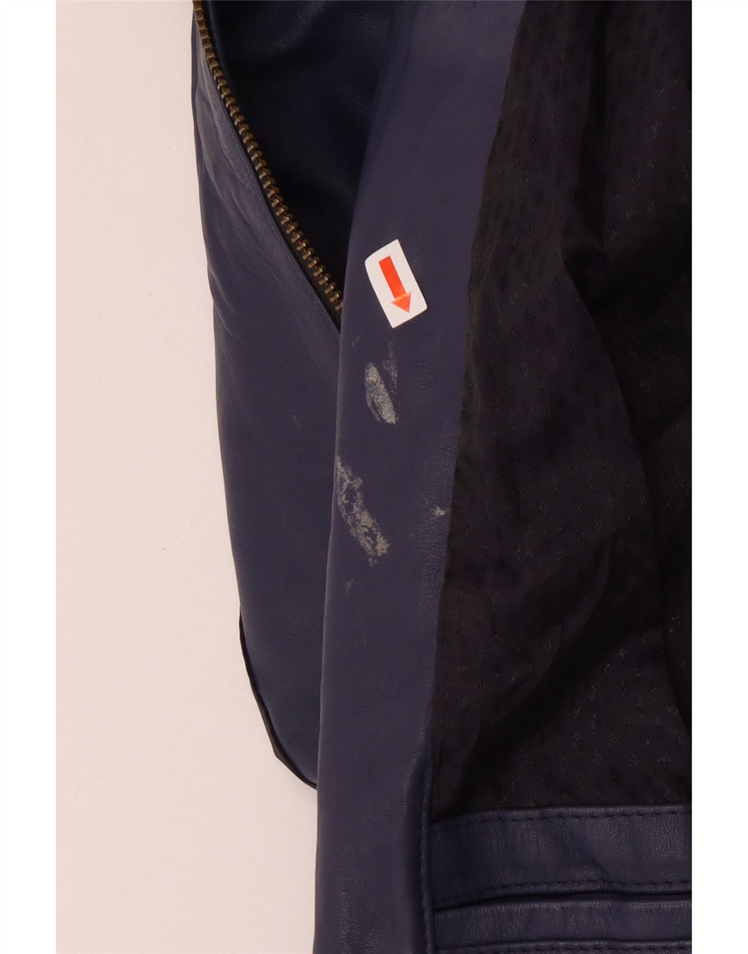 Vintage Damen Bomber Lederjacke UK 14 Medium Navy Blue