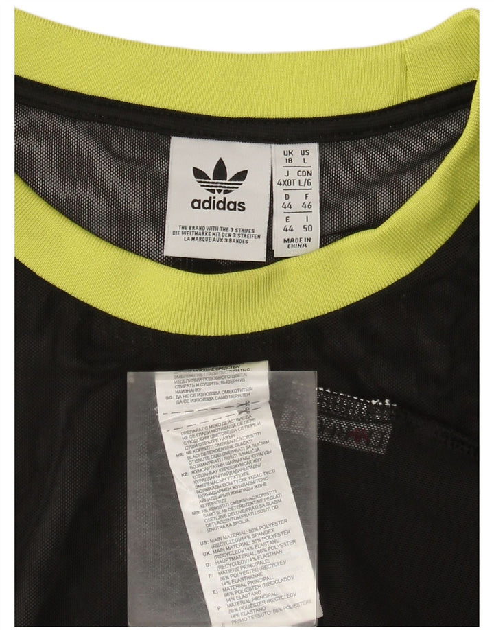 Adidas Damen T-Shirt Top UK 18 XL Schwarz Polyester