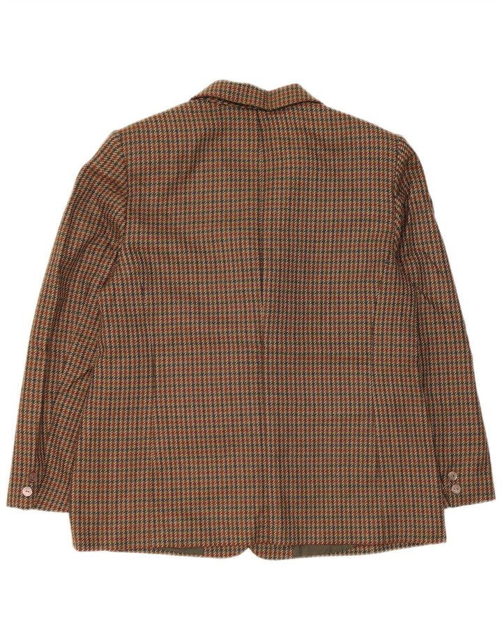Vintage Damen 2-Knopf-Blazerjacke UK 14 Mittelgrüner Hahnentritt