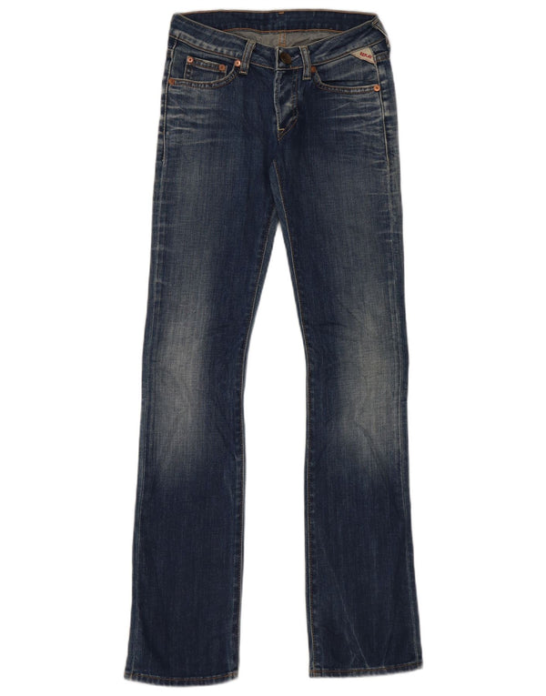 Replay Damen Slim Bootcut Jeans W25 L32 Blaue Baumwolle