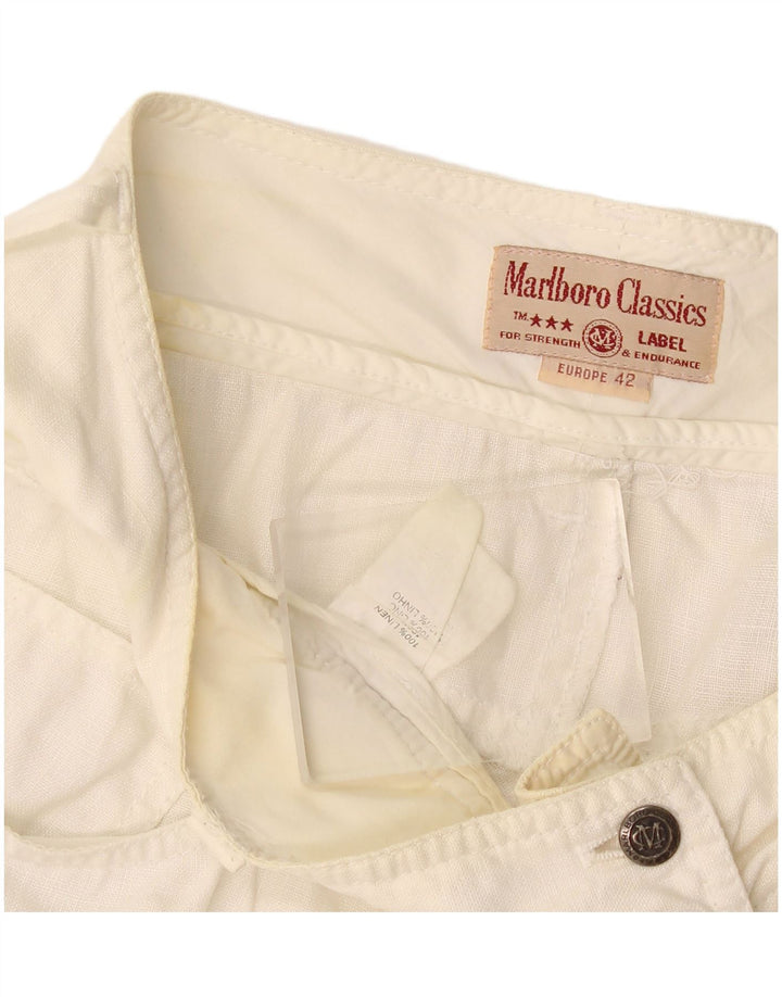 Marlboro Classics Damen A-Linienrock EU 42 Large W30 Weißes Leinen