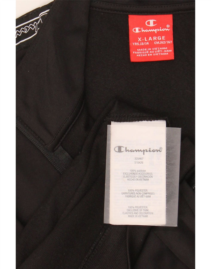 Champion Jungen-Trainingsanzugoberteil mit Grafik, 13–14 Jahre, XL, schwarzes Polyester