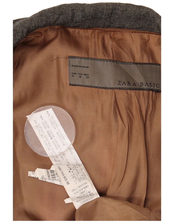 Zara Damen 1-Knopf-Blazerjacke UK 12 Mittelgraues Polyester