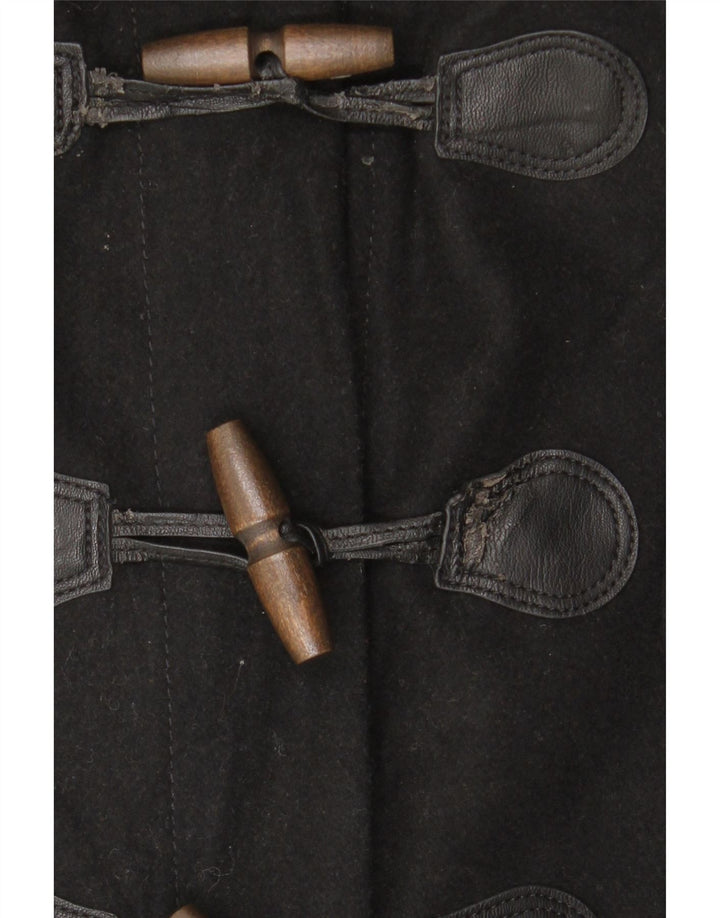 Abercrombie & Fitch Damen-Dufflecoat mit Kapuze, UK 10, Größe S, schwarze Wolle