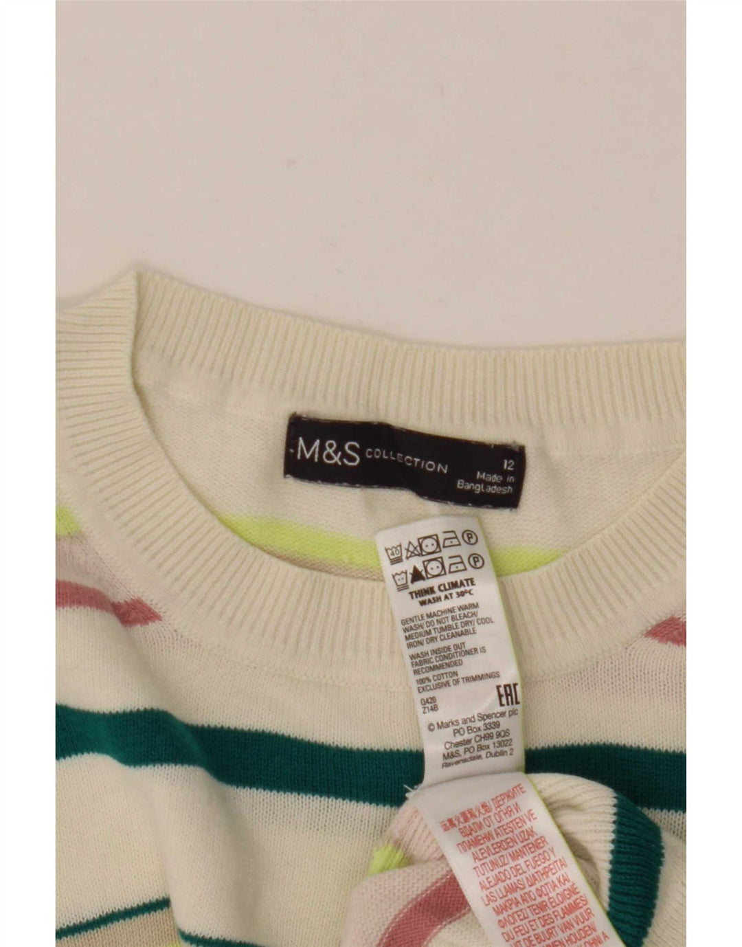 Marks & Spencer Damen-Pullover mit Rundhalsausschnitt, Gr. 12, mittelmehrfarbig
