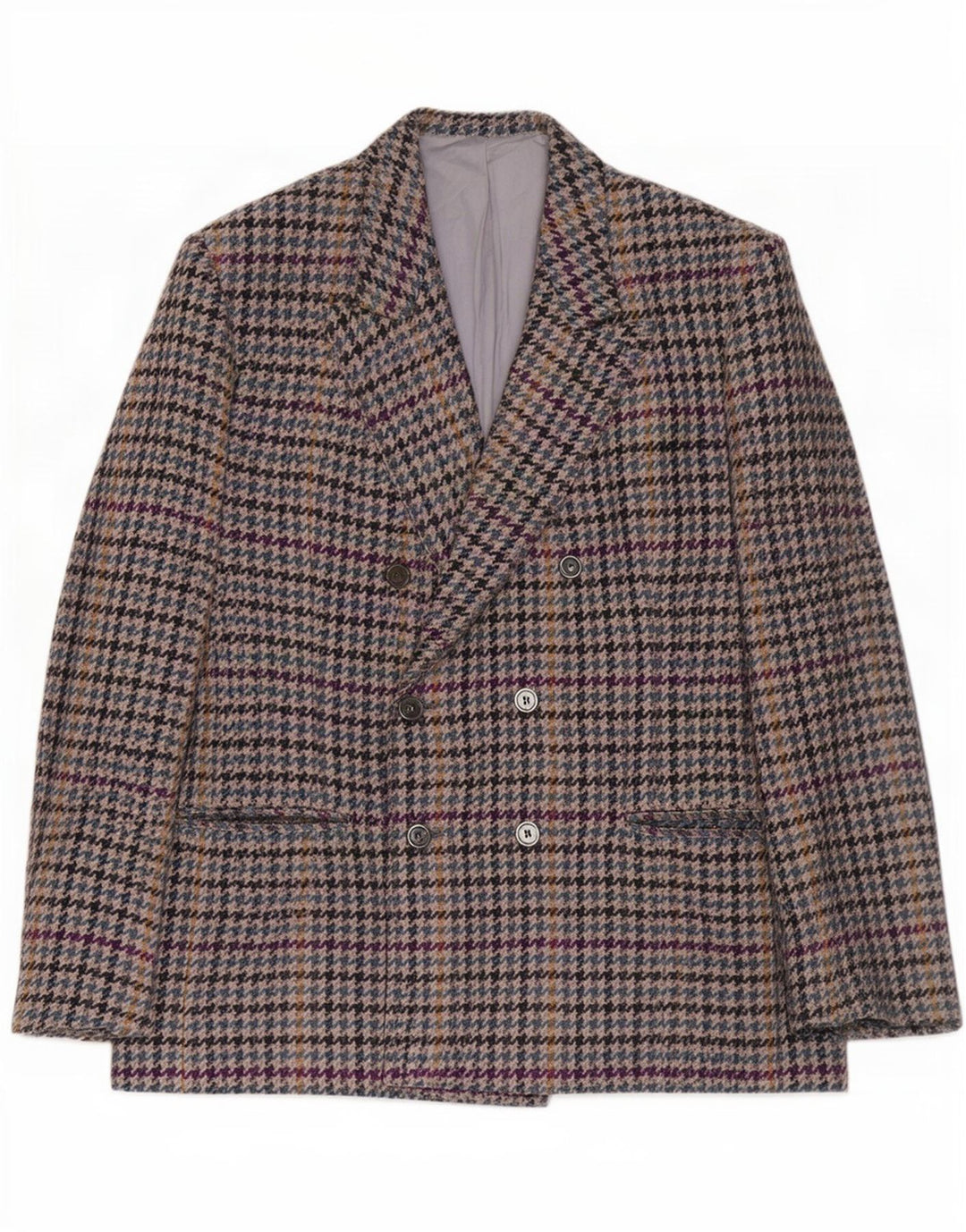 Vintage Herren Zweireiher Blazer Jacke UK 38 Mittelgrauer Hahnentritt
