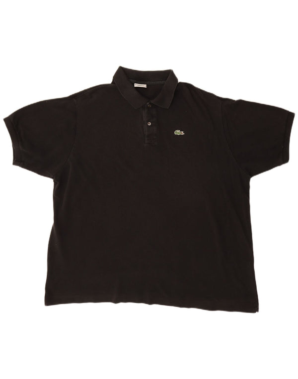 LACOSTE Herren Poloshirt Größe 9 4XL Schwarze Baumwolle
