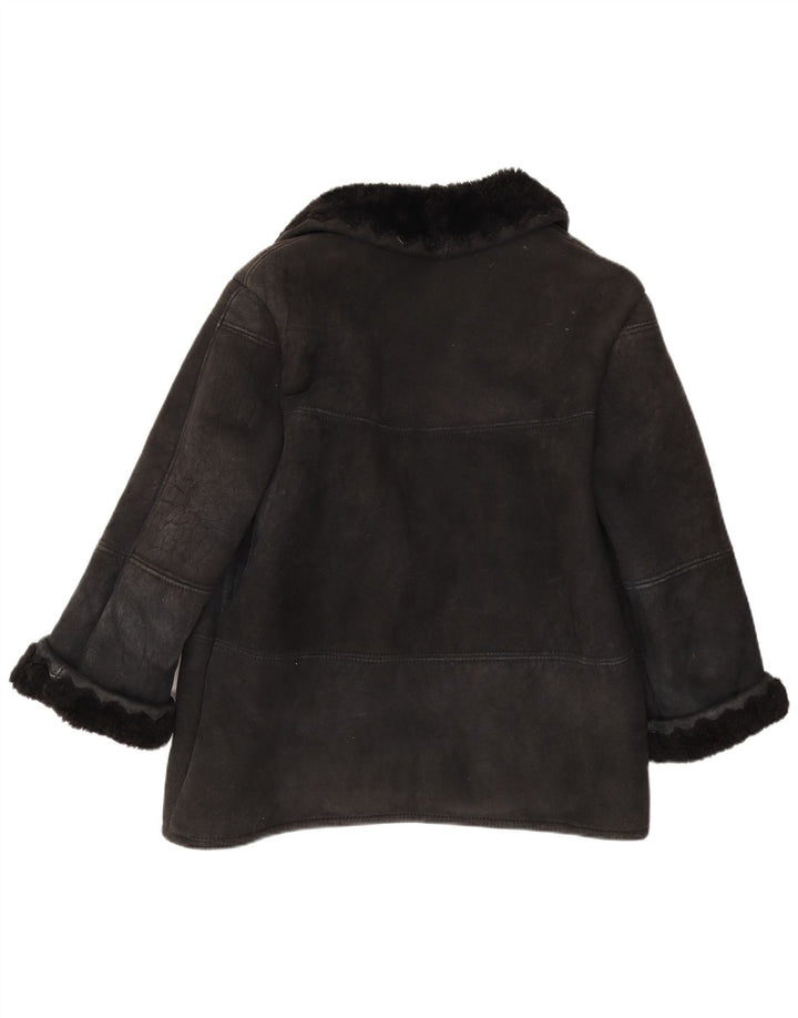 Vintage Damen Shearling Jacke IT 44 Medium Black Shearling