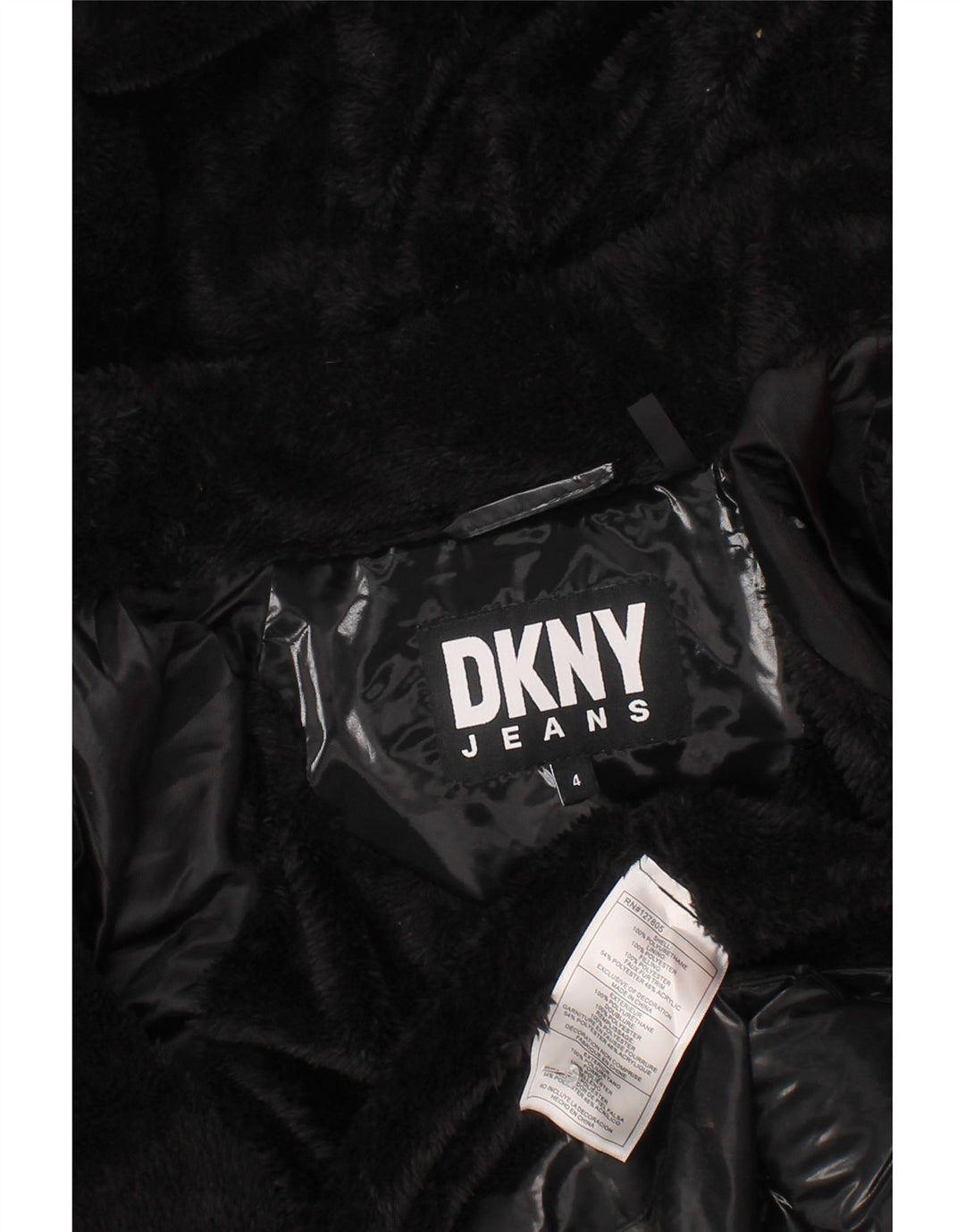 Dkny Wattierter Mantel mit Kapuze für Mädchen, 3–4 Jahre, schwarzes Polyamid