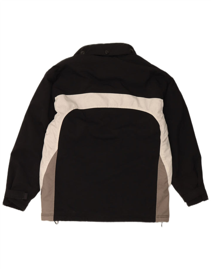VINTAGE Herren-Windbreakerjacke mit Kapuze, UK 36, Small, schwarzes Colourblock-Nylon