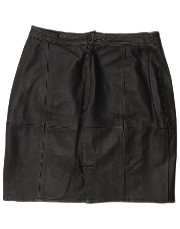 Vintage Damen Lederrock EU 40 Medium W28 Schwarz