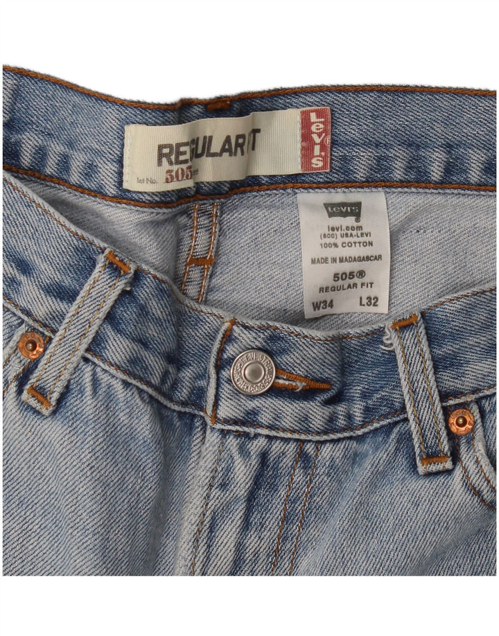 LEVI'S Herren 505 Regular Fit Straight Jeans W34 L32 Blaue Baumwolle