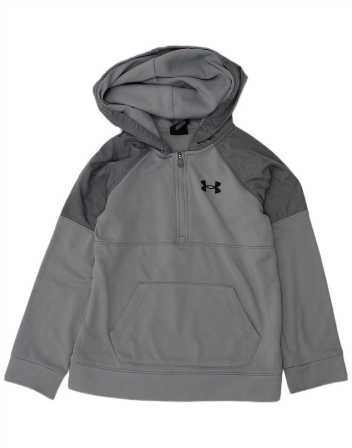 Under Armour Jungen-Kapuzenpullover, 6–7 Jahre, graues Colourblock-Polyester