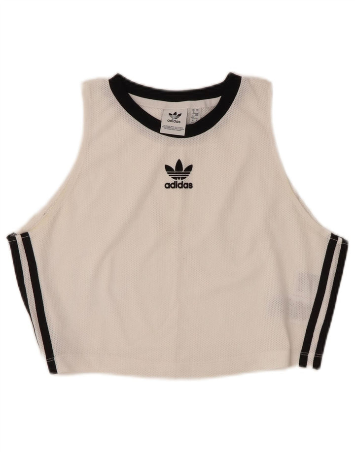 ADIDAS Damen Crop Vest Top UK 16 Large Weiß Polyester