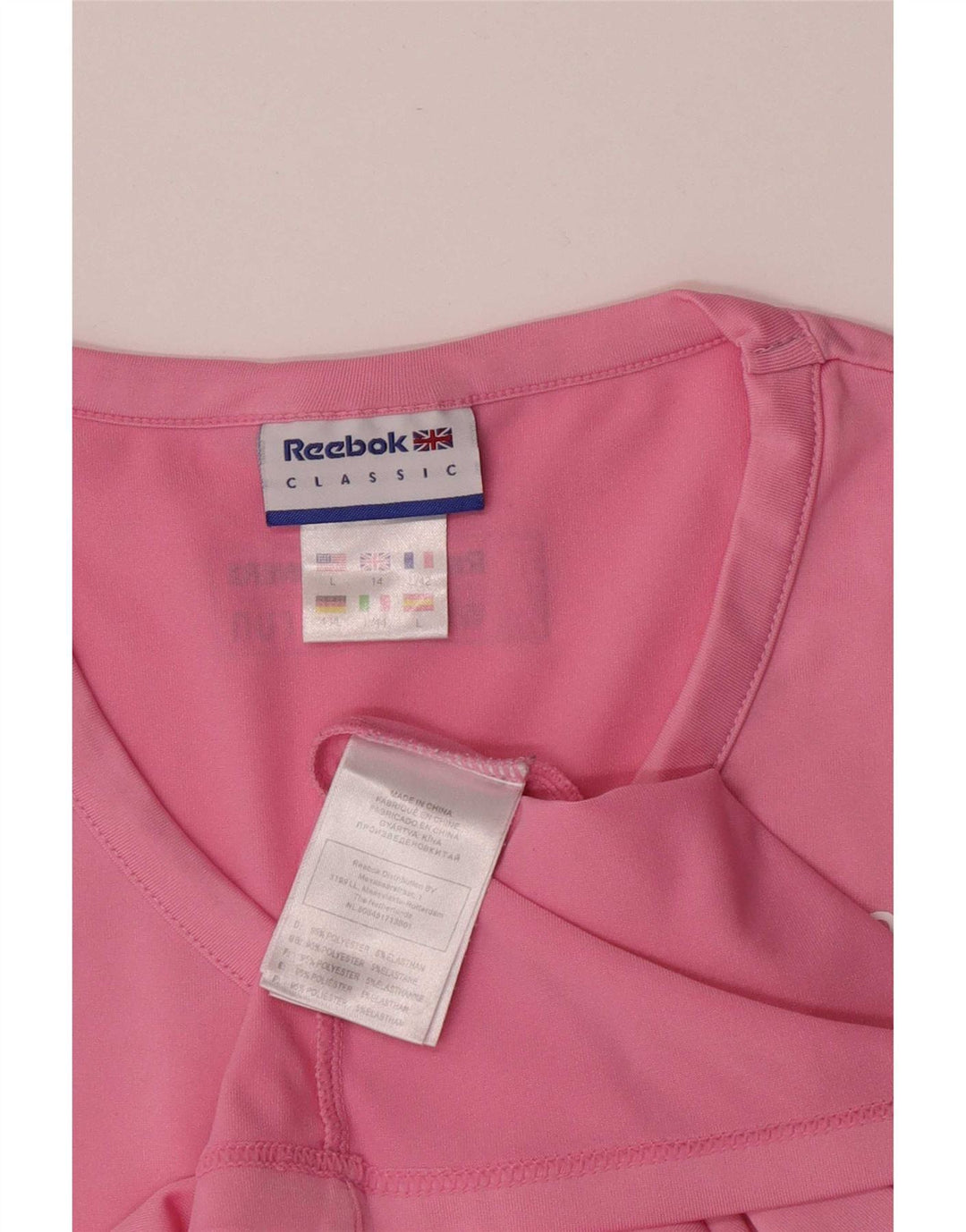 Reebok Damen Kurzarm-T-Shirt mit Grafik, UK 14, Mittelrosa, Polyester
