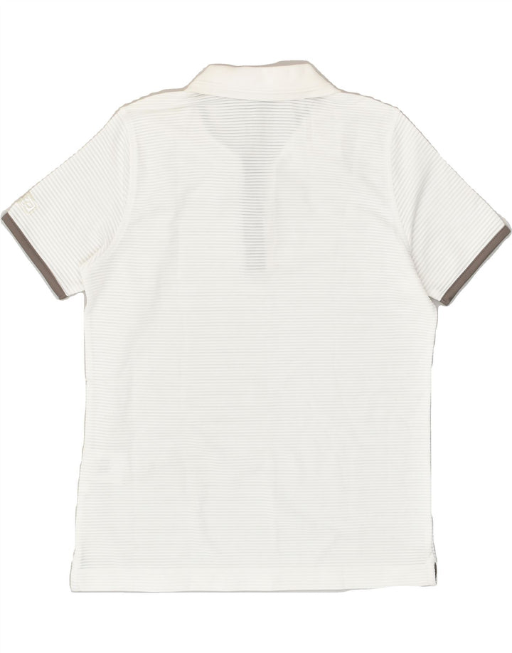 LOTTO Womens Polo Shirt UK 6 XS White Striped Polyester | Vintage Lotto | Thrift | Second-Hand Lotto | Used Clothing | Messina Hembry 