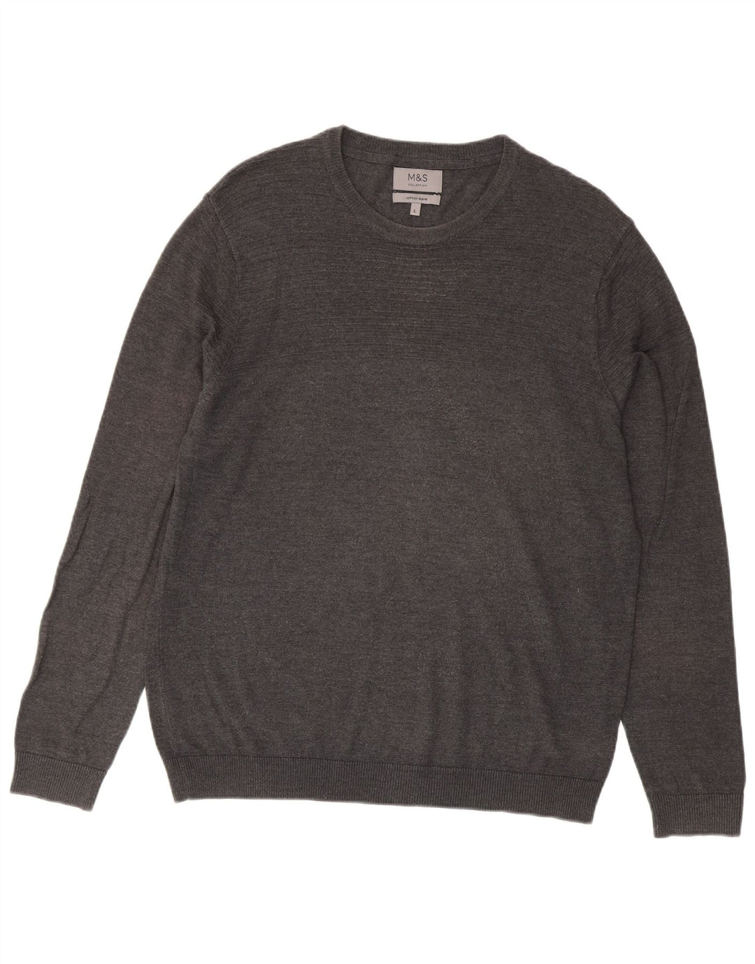 Marks & Spencer Herren-Pullover mit Rundhalsausschnitt, Größe L, Acryl, Grau