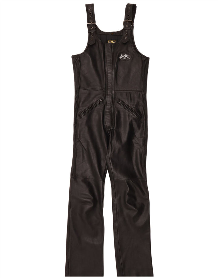Vintage Herren Lederoverall IT 52 Groß W34 L34 Schwarz