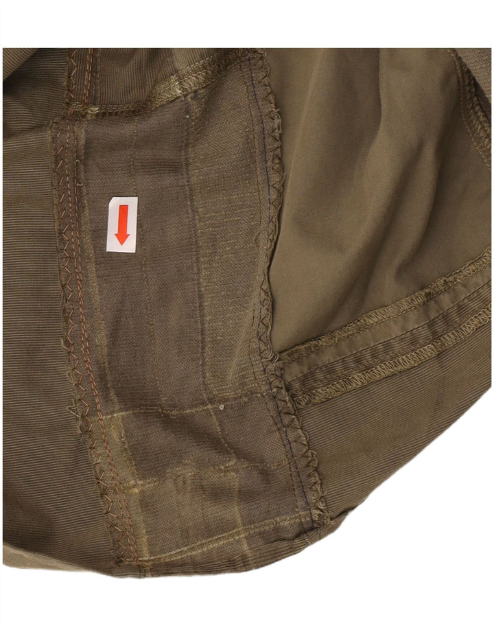 Napapijri Damen Crop Shirt UK 14 Large Khaki Patchwork