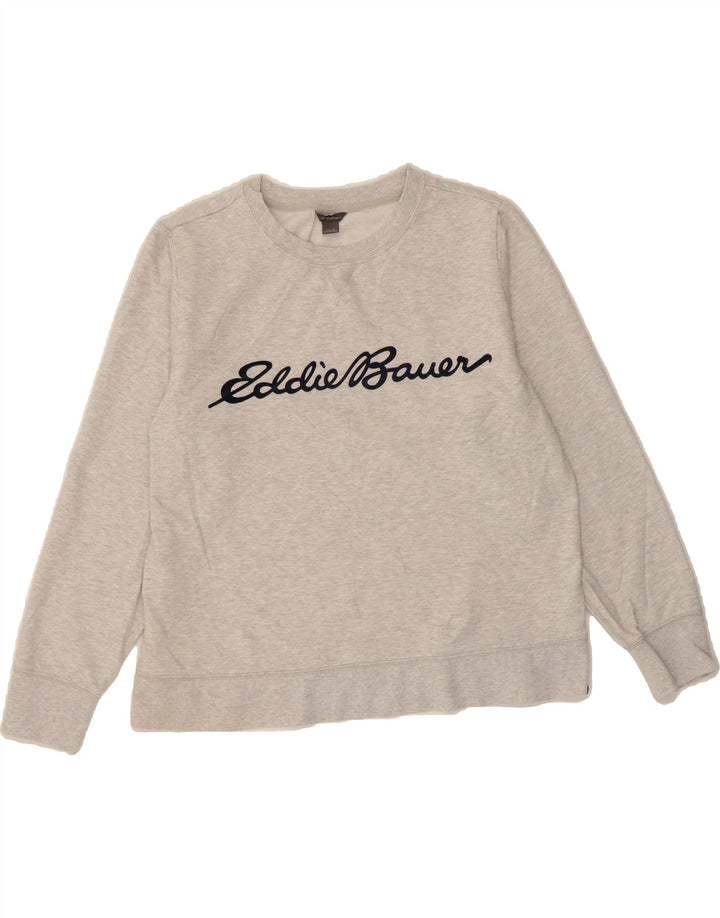 EDDIE BAUER Womens Graphic Sweatshirt Jumper UK 16 Large Grey Cotton Vintage Eddie Bauer and Second-Hand Eddie Bauer from Messina Hembry 