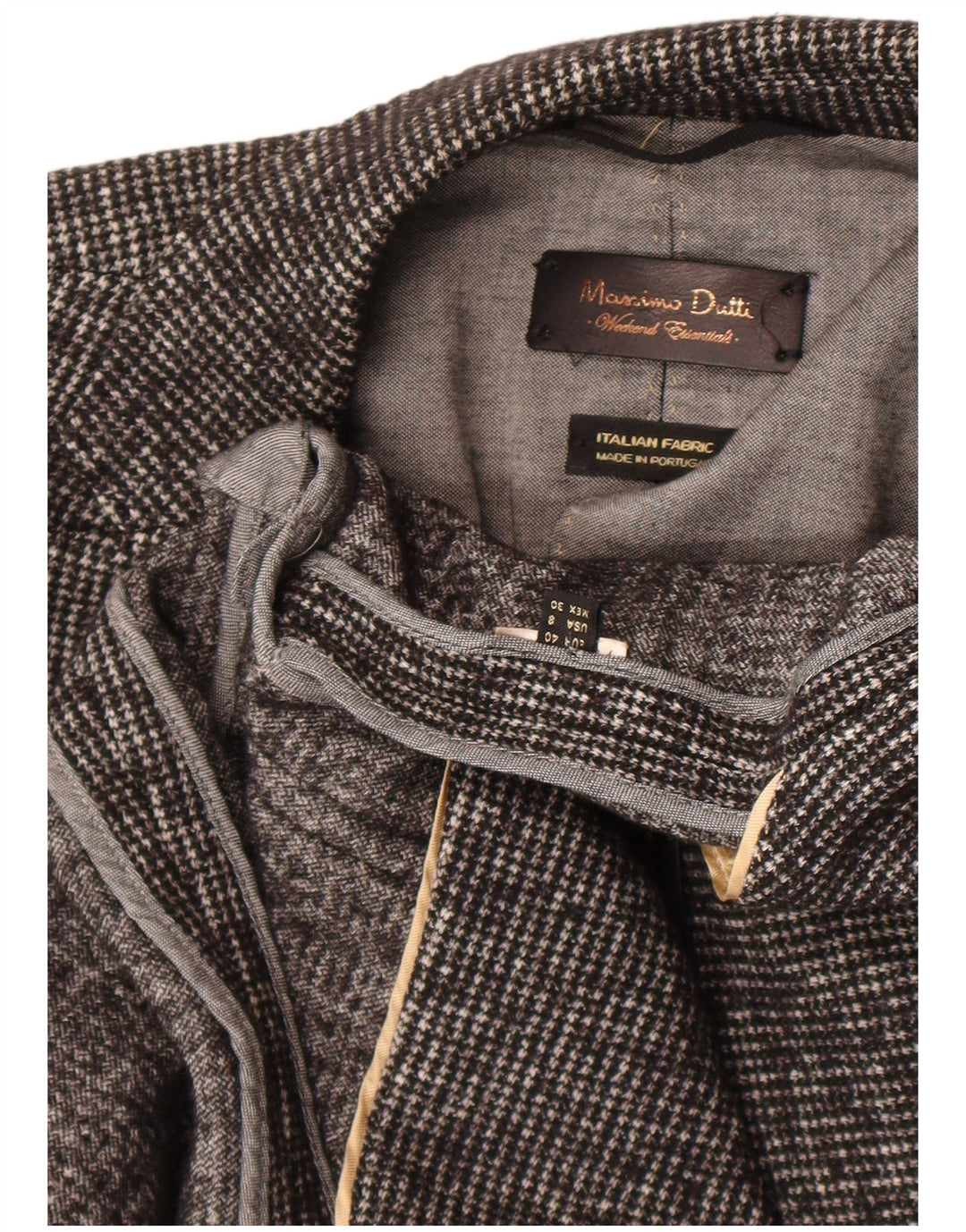 Massimo Dutti Damen 1-Knopf-Blazerjacke EU 40 Mittelgrauer Hahnentritt