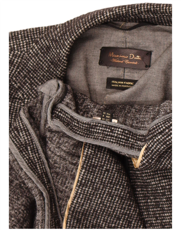 Massimo Dutti Damen 1-Knopf-Blazerjacke EU 40 Mittelgrauer Hahnentritt