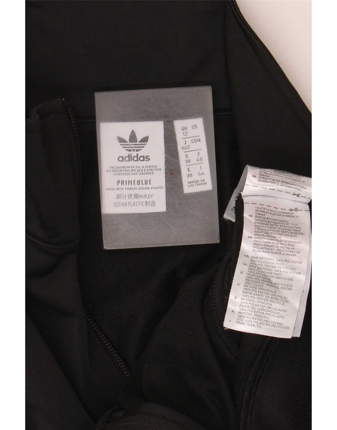 Adidas Damen Crop Trainingsanzug Top Jacke UK 12 Medium Schwarz Polyester