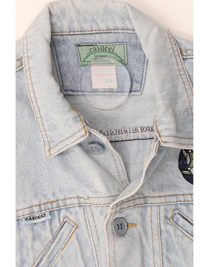 Casucci Jungen-Jeansweste mit Grafik, 9–10 Jahre, blaue Baumwolle