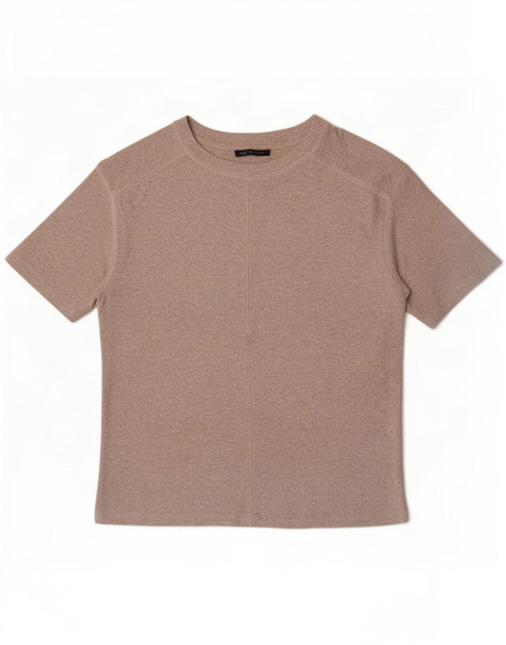 Marks & Spencer Damen T-Shirt Top UK 12 Mittelbeige Viskose