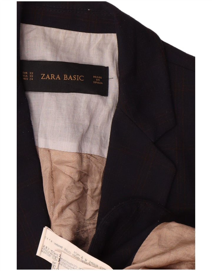 Zara Damen 1-Knopf-Blazerjacke UK 6 XS Marineblau Polyester