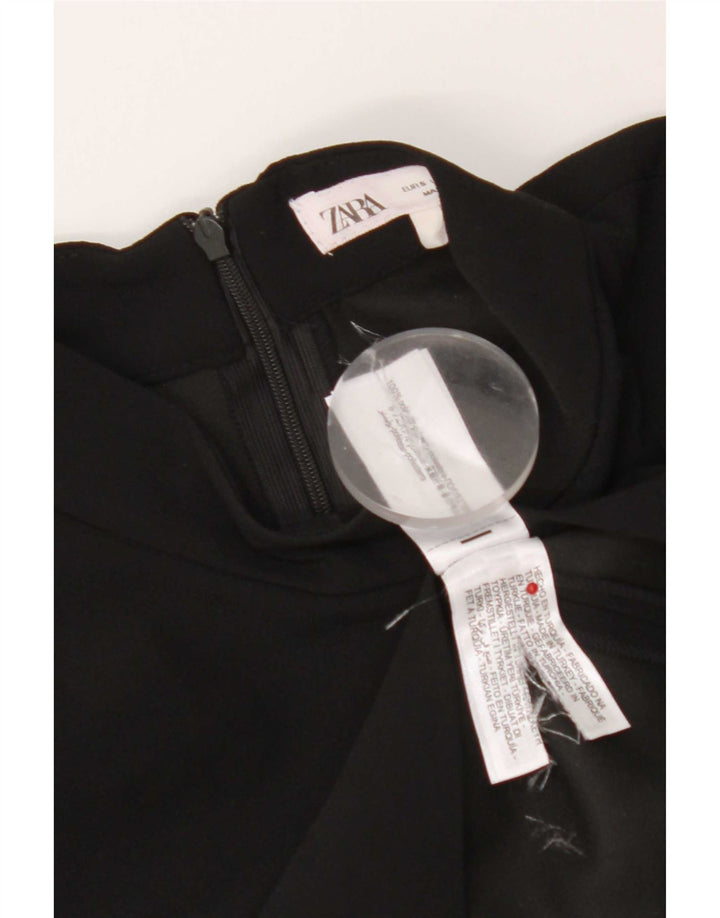 Zara Damen Ärmelloses Etuikleid UK 10 Small Schwarz Polyester