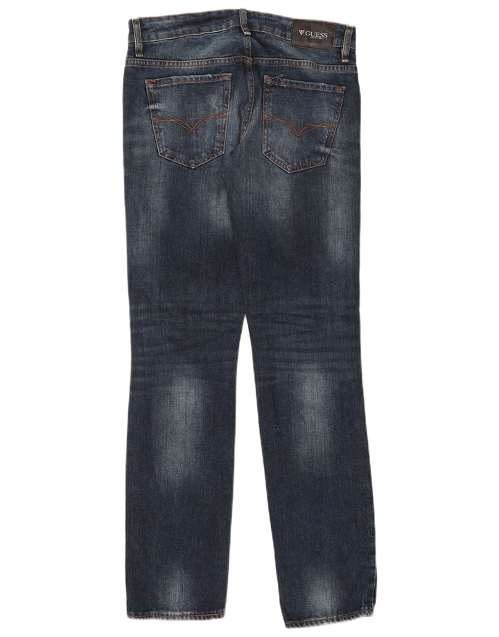 Guess Damen Distressed Slim Jeans W30 L32 Blaue Baumwolle
