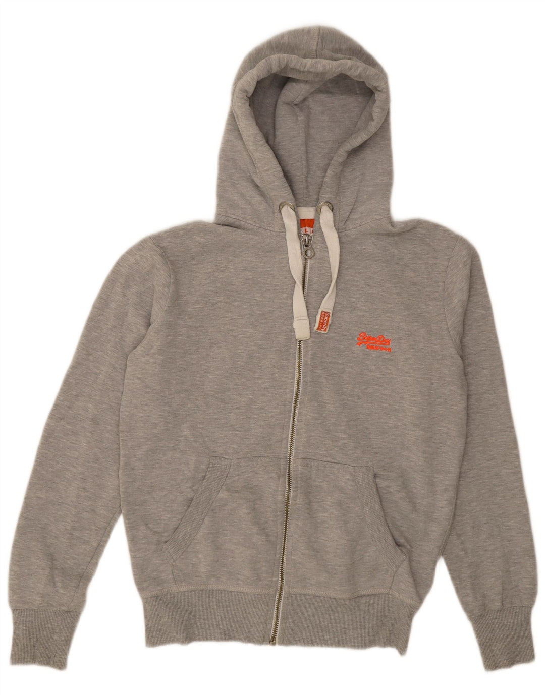 Superdry Herren-Kapuzenpullover mit Reißverschluss, mittelgrau gefleckte Baumwolle