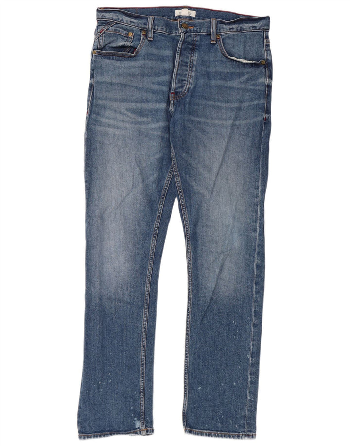 White Stuff Herren Distressed Slim Jeans W34 L31 Blaue Baumwolle