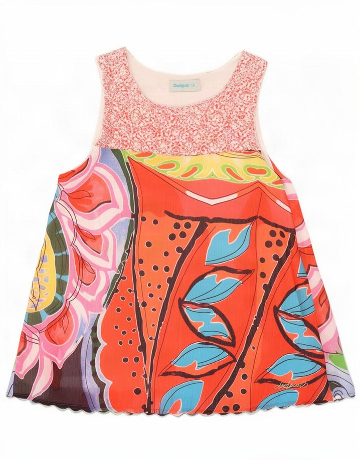 Desigual Womens Graphic Bluse Top UK 12 Medium Mehrfarbig Blumen