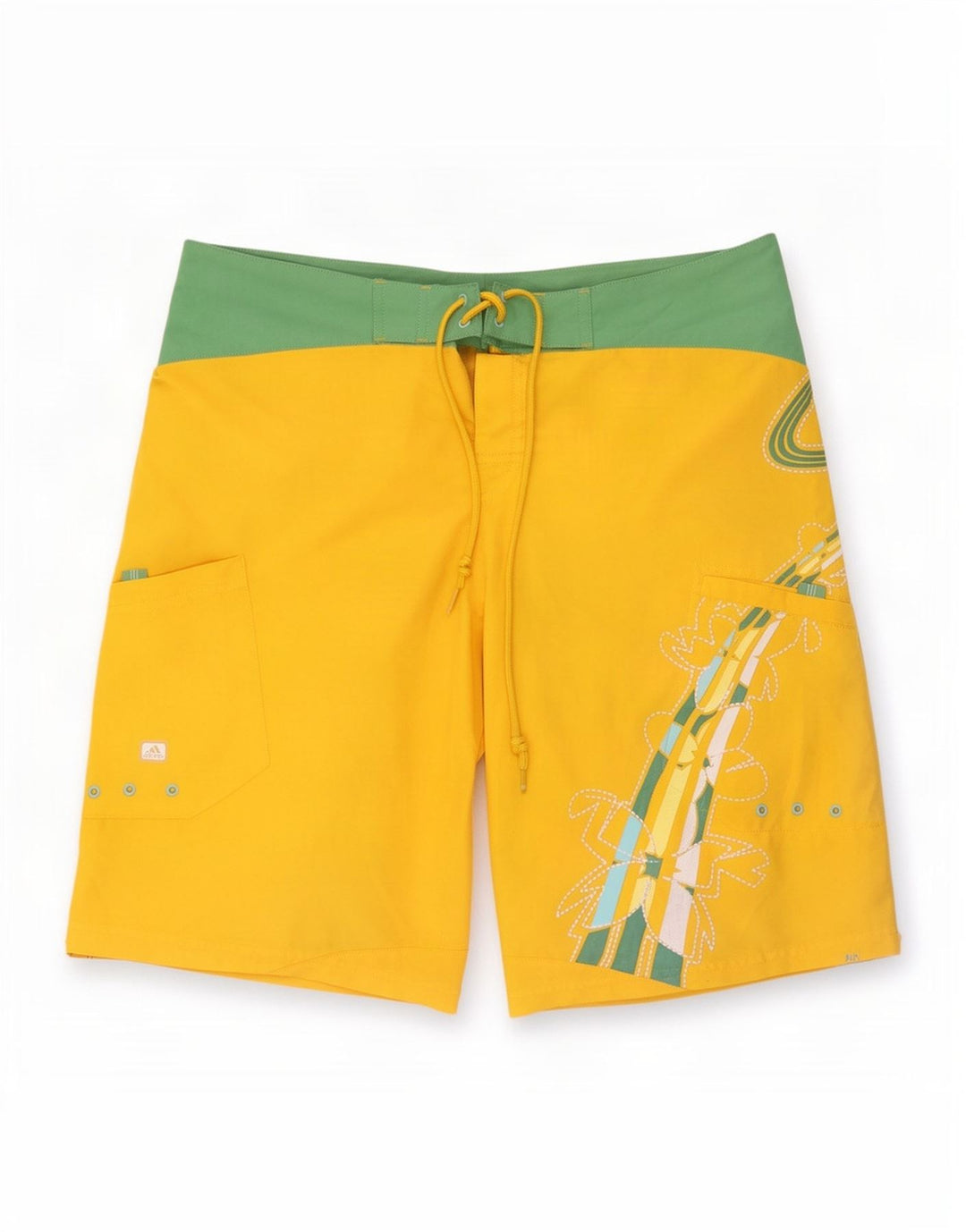Adidas Herren-Badeshorts mit Grafik, mittelgelbes Farbblock-Polyester