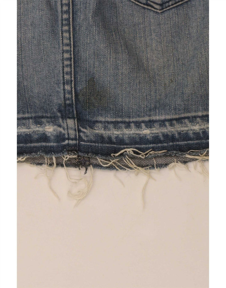 Lee Damen Jeansrock im Distressed-Look, US 7 Medium W28, blaue Baumwolle