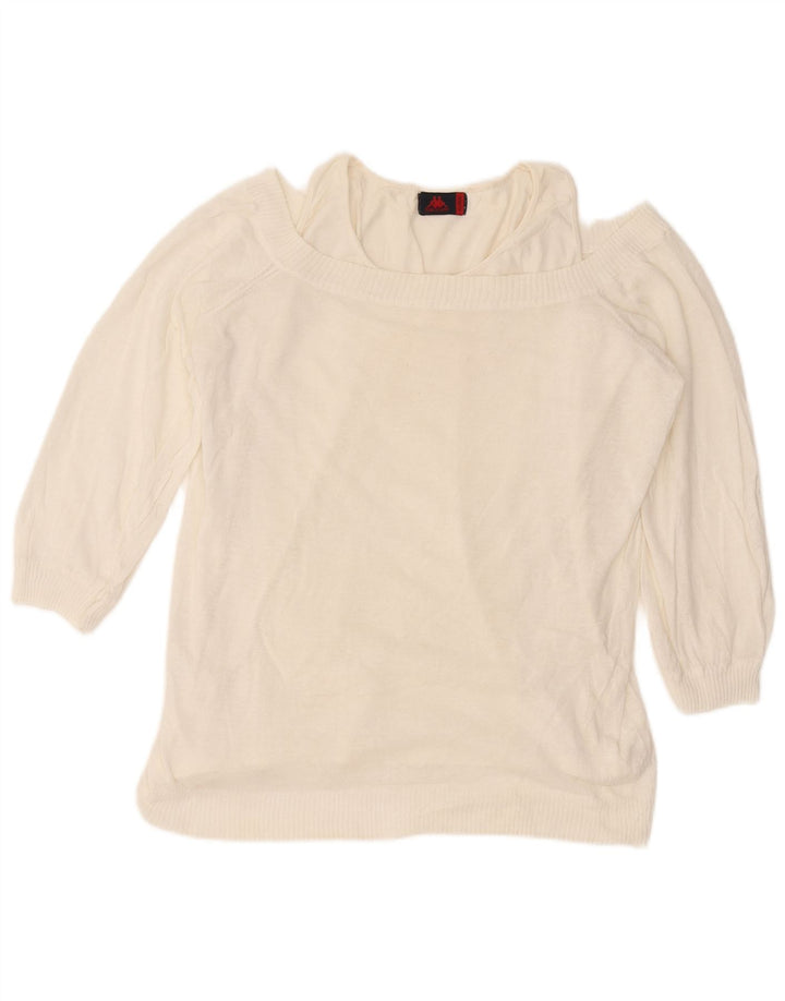 Kappa Damen-Pullover mit U-Boot-Ausschnitt, UK 18, XL, Weiß