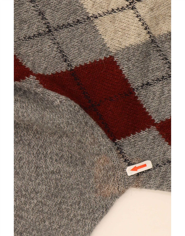 Rodes Herren-Pullover mit Rundhalsausschnitt, Größe 48, mittelgrau, Argyle/Diamant