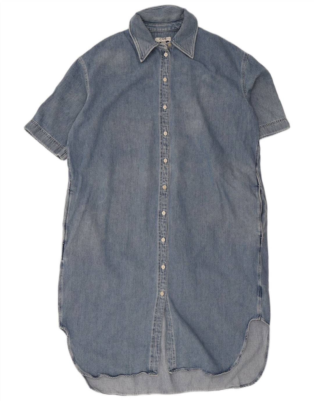 COS Kurzärmliges, übergroßes Jeanskleid für Damen, EU 40, mittelblaue Baumwolle